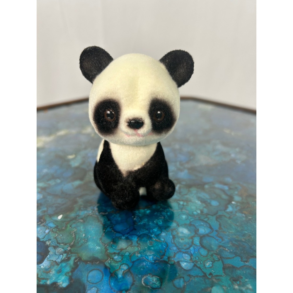 Josef Originals Flocked Panda Bear Figurine Vintage Japan